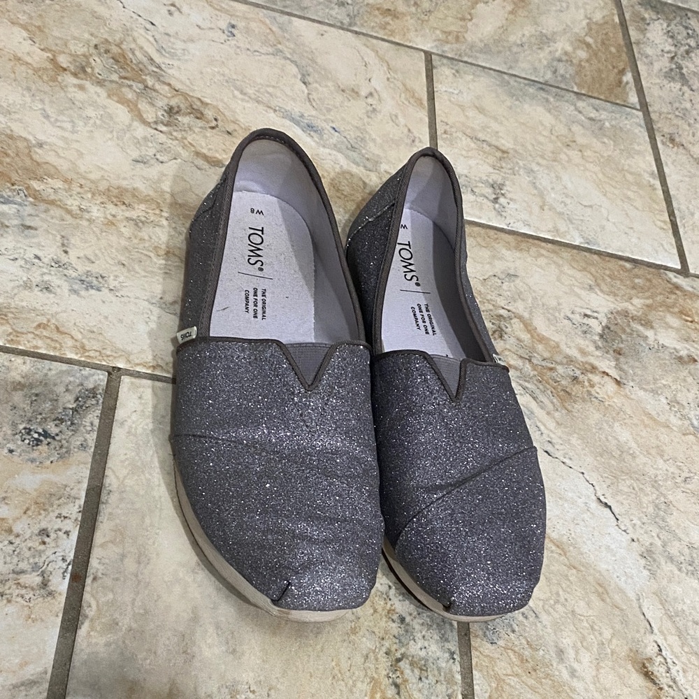 TOMS Women's Glitter Slip-On Shoes - Gray brand new